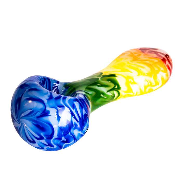 4.5" FROSTED RAINBOW SPOON HAND PIPE W/MOUTHPIECE