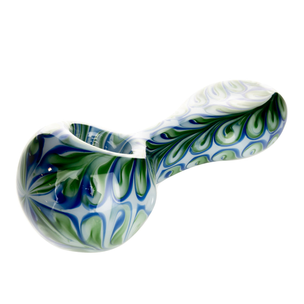 4.5" WHITE PAISLEY SPOON HAND PIPE W/MOUTHPIECE