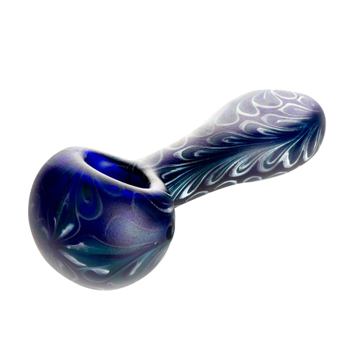 4.5" FROSTED BLUE PAISLEY HAND PIPE W/MOUTHPIECE