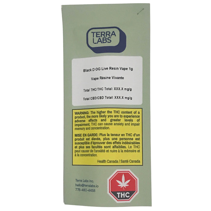 BLACK D OG KUSH LIVE RESIN VAPE CARTRIDGE