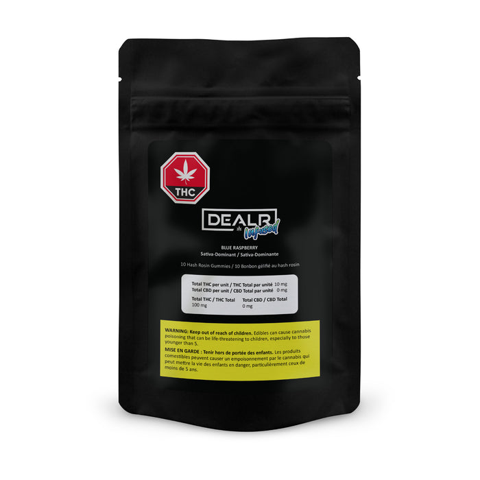 BLUE RASPBERRY HASH ROSIN GUMMIES 10 X 10MG
